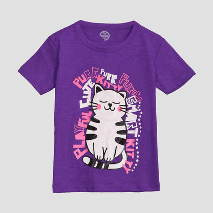 Poler Kid's Smart Kitty Printed Crew Neck Tee Shirt Boy's Tee Shirt IBT Purple 3-6 Months 