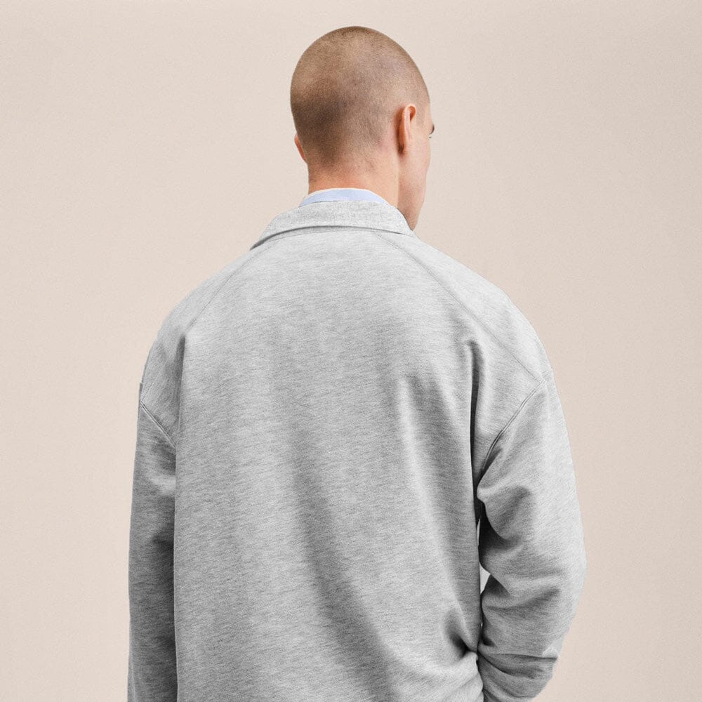 TMH Men's New York Embroidered Long Sleeve Fleece Polo Sweat Shirt