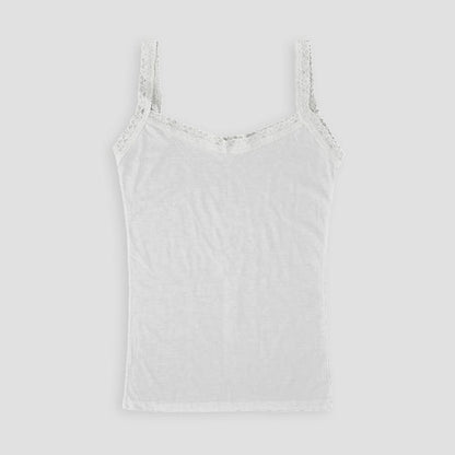 HM Women's Summer Lace Style Straps Tank Top Women's Tee Shirt HMG Off White M 