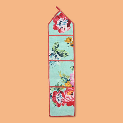 Multipurpose Wall Hanging Organizer with Three Pockets Wall Decor De Artistic Turquoise 