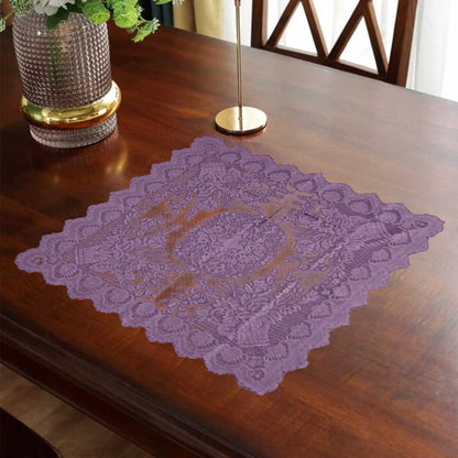 Rectangle Shape Floral Design Net Table Mate Table Runner De Artistic Lilac 