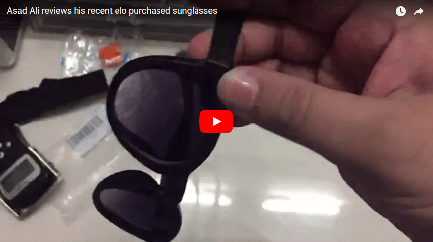 Asad Ali reviews his recently purchased sunglasses from elo