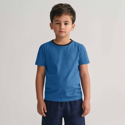 Polo Republica Kid's Contrast Neck Minor Fault Tee Shirt Kid's Tee Shirt Polo Republica Teal Blue 3-4 Years 
