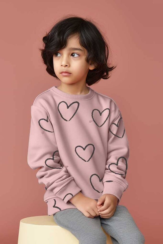 Kid's Heart Printed Terry Sweat Shirt Kid's Sweat Shirt SNR 