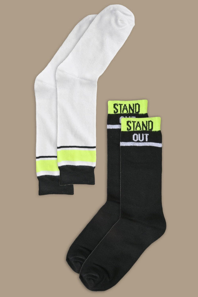 Men's Stand Out Embroidered Crew Socks - Pack Of 2 Pairs Socks RKI 