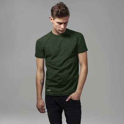 Harrods Men's Raglan Sleeve Solid Design Tee Shirt Men's Tee Shirt IBT Bottle Green S 
