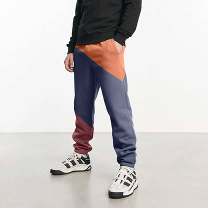 MAX 21 Men's Contrast Design Betim Sweat Pants Men's Trousers SZK Navy & Rust S 