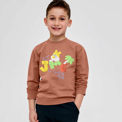 Minoti Kid's JME Printed Fleece Sweat Shirt Kid's Sweat Shirt ZBC Brick 1-2 Years 