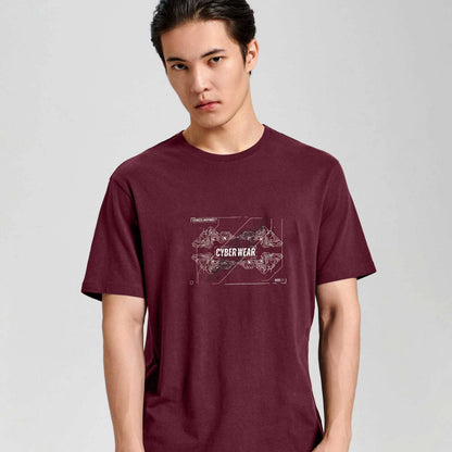 Polo Republica Men's Cyber Wear Printed Crew Neck Tee Shirt Men's Tee Shirt Polo Republica Maroon S 