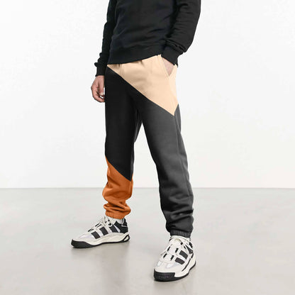 MAX 21 Men's Contrast Design Betim Sweat Pants Men's Trousers SZK Black & Beige S 