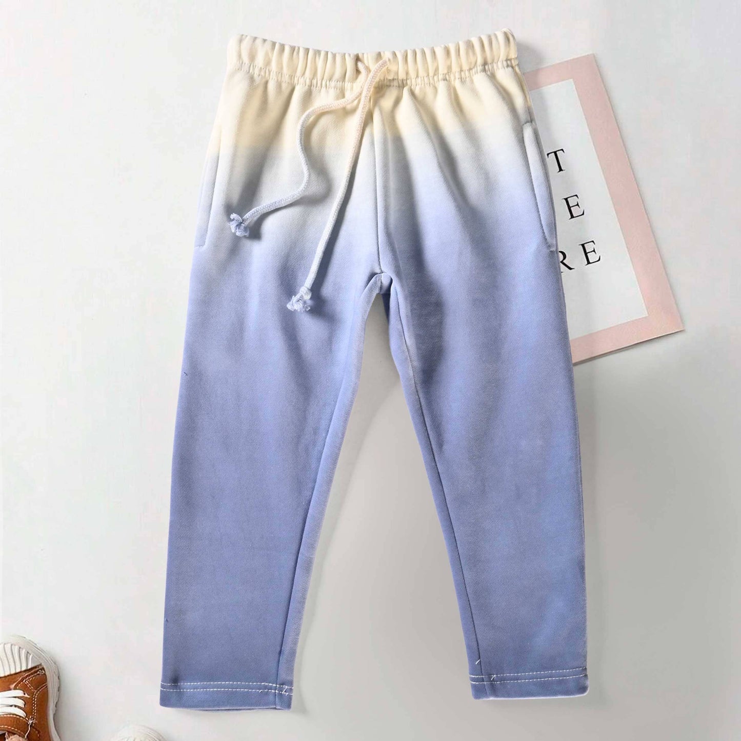 Max 21 Kid's Tie And Dye Style Santos Fleece Trousers Boy's Trousers SZK White & Blue 3-4 Years 