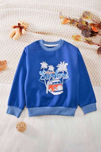 Archer & Finch Kid's Florida Surfers Printed Fleece Sweat Shirt Boy's Sweat Shirt LFS 