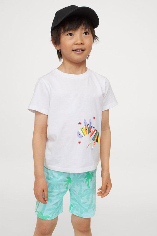 Polo Republica Boy's Colorful Zebra Printed Tee Shirt