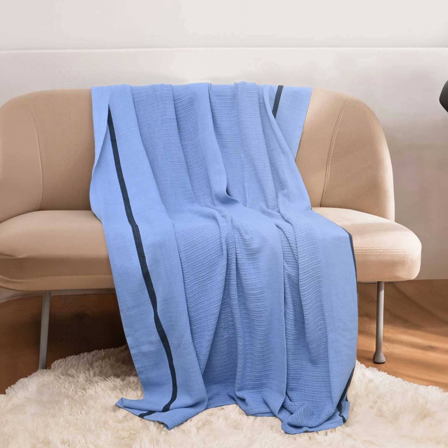 Luxurious Cozy Knitted Throw Blanket Blanket MB Traders Powder Blue 