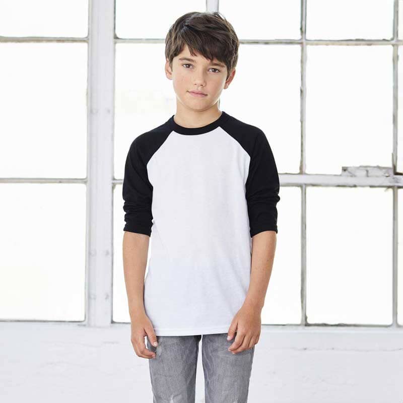 R-Youth Boy's Raglan Sleeves Tee Shirt Boy's Tee Shirt First Choice White & Black 7-8 Years 