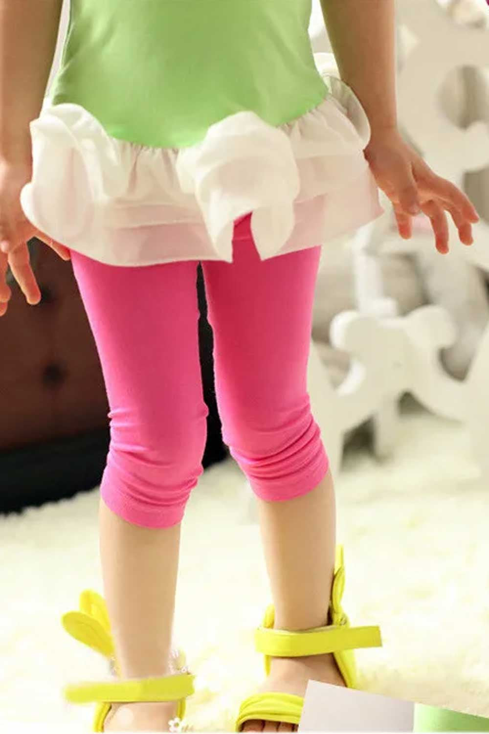 T2 Kid's Solid Design Capri Tights Girl's Trousers First Choice 