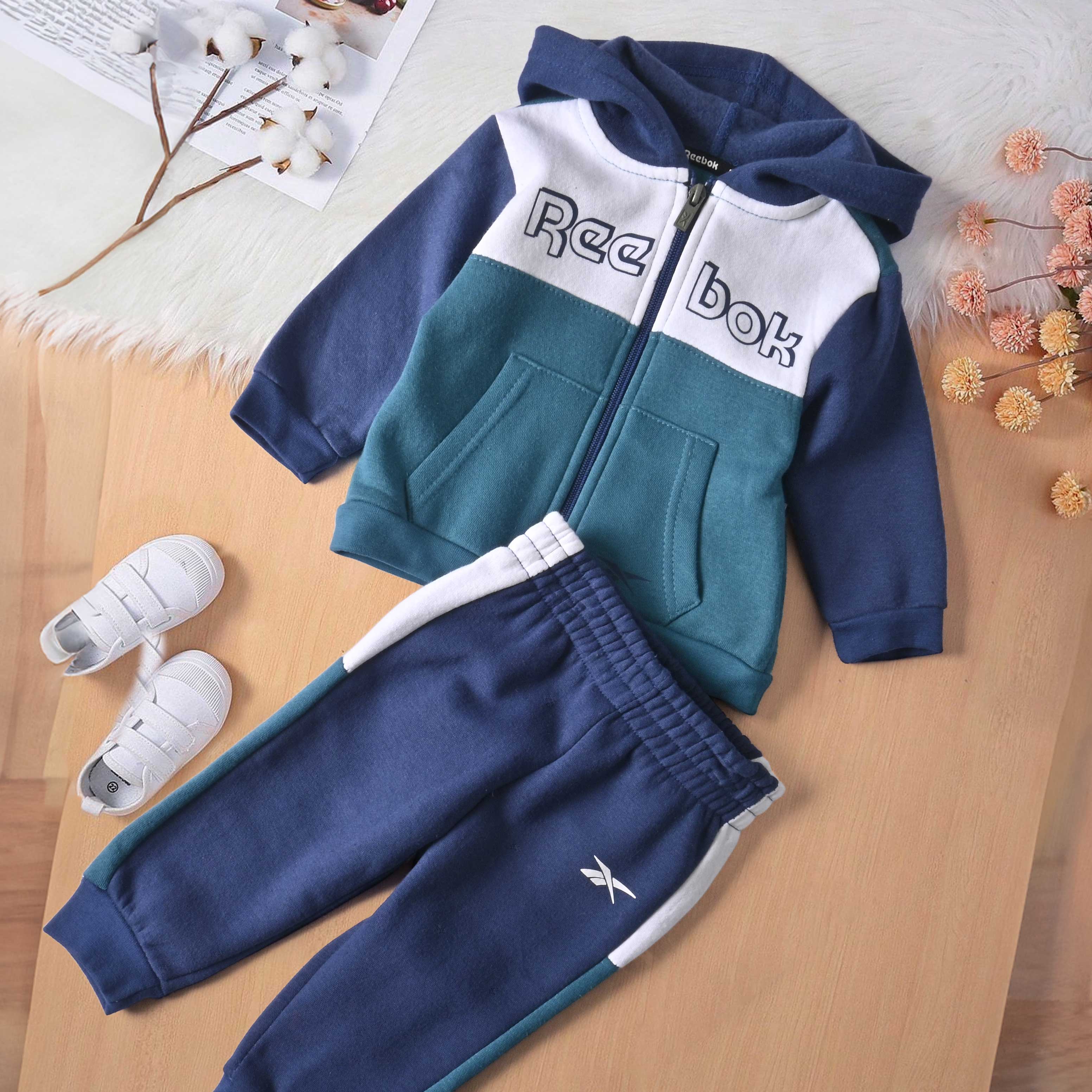 Reebok Kid's Fleece Zipper Hooded Sweat Suit Set. Shirt and Pajama