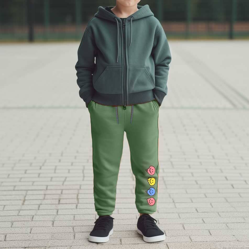 Max 21 Kid's Printed Design Fleece Trousers Boy's Trousers SZK Mint Green 3-4 Years 