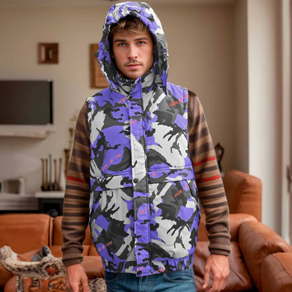 Men's Camo Puffer Body Warmer Hooded Gilet Men's Jacket First Choice Camo Blue 2XL 
