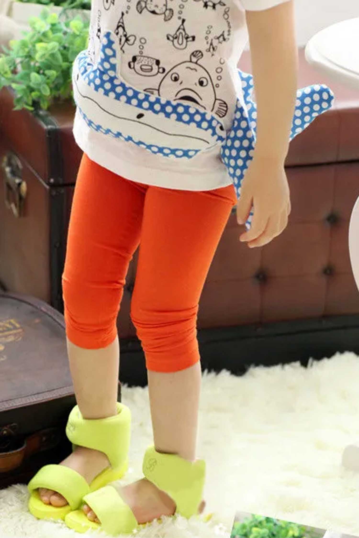 T2 Kid's Solid Design Capri Tights Girl's Trousers First Choice 