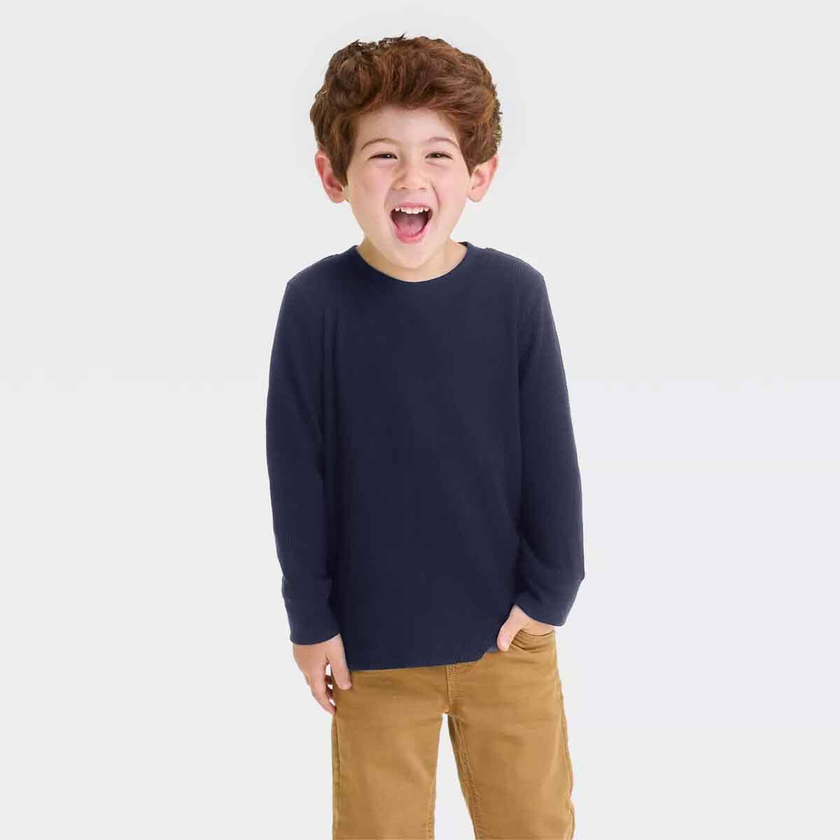 Excellent Kid's Thermal Long Sleeve Winter Knit Wear Shirt Boy's Sweat Shirt SRL Navy 18 (6-9 Months) 