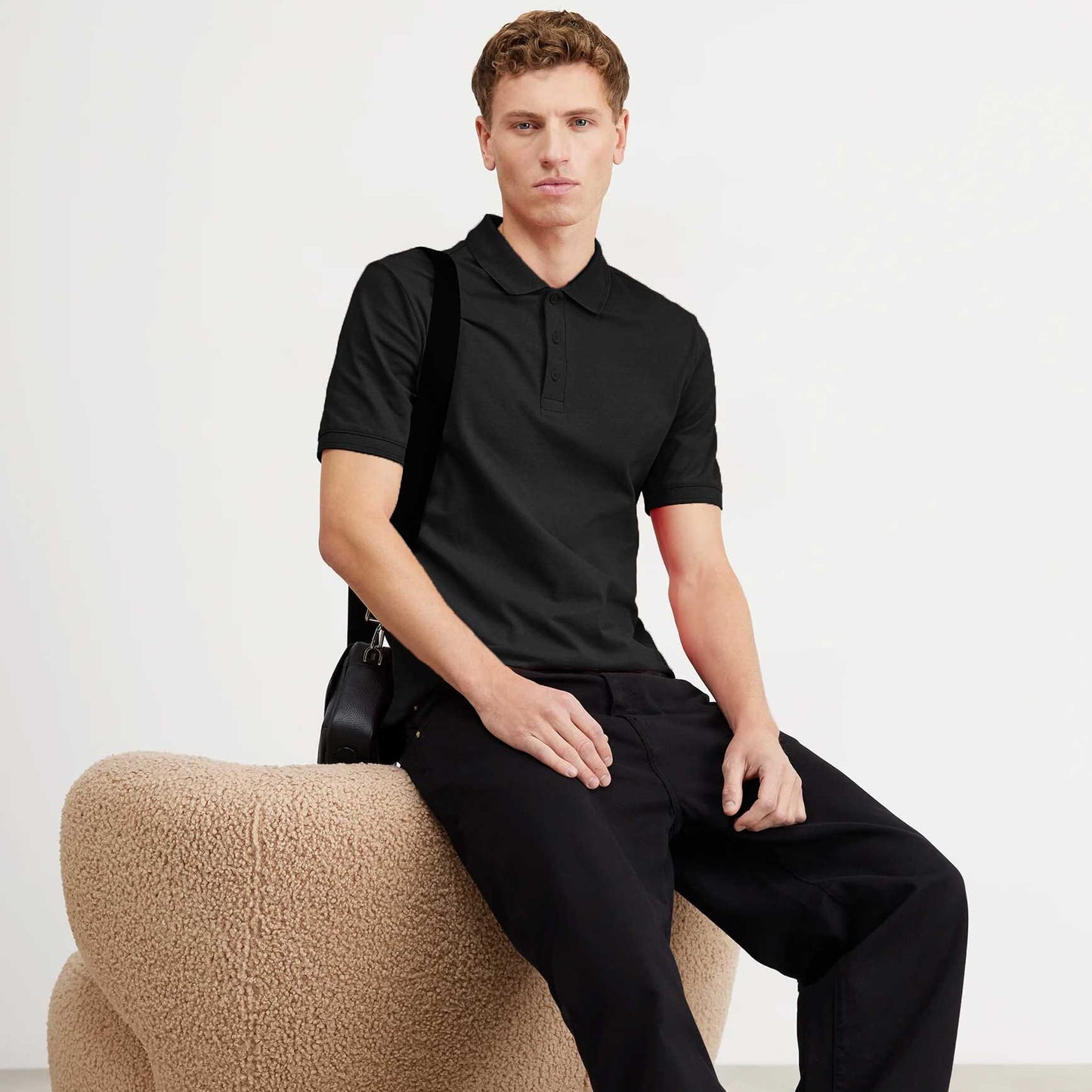 Platic Men's Short Sleeve with Minor Fault Polo Shirt Minor Fault Image Black XS 