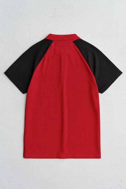 Men's Contrast Raglan Sleeve Polo Shirt