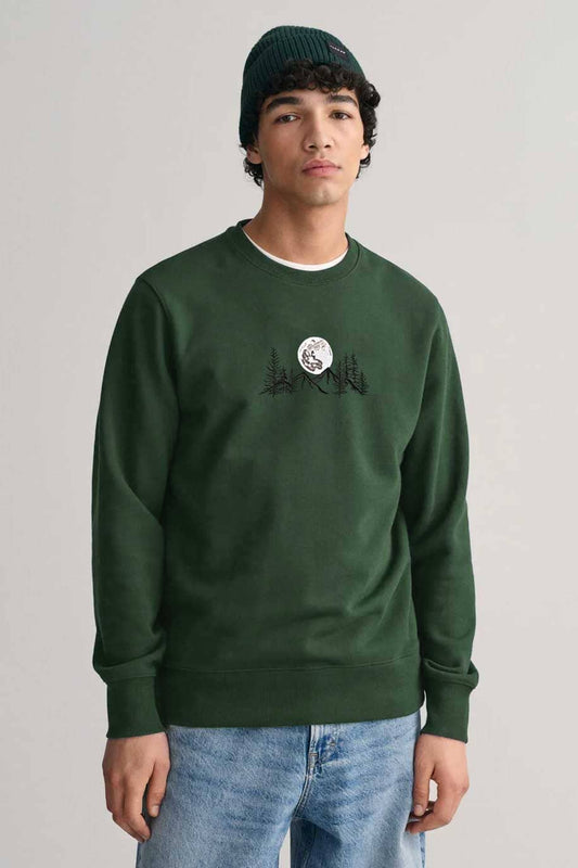 Polo Republica Men's Mountain Moon Embroidered Fleece Sweat Shirt Men's Sweat Shirt Polo Republica 