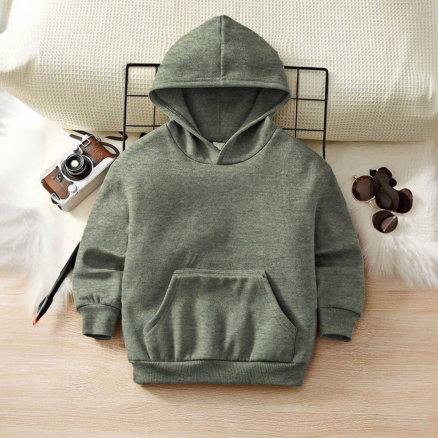 Rabbit Skins Boy's Solid Pullover Hoodie Boy's Pullover Hoodie SNR Olive XS (8-9 Years) 