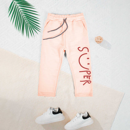 Max 21 Boy's Super Emoji Printed Fleece Trousers Boy's Sweat Pants SZK Light Pink 3-4 Years 