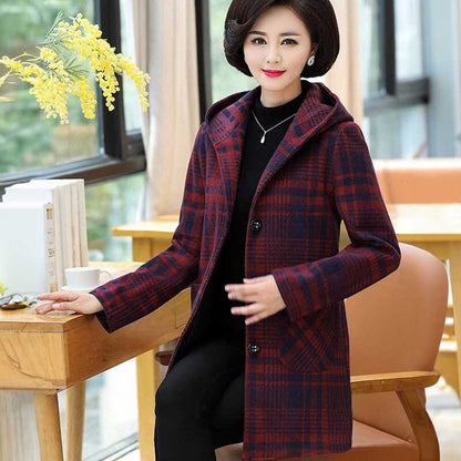 Fashion Women's Winter Outwear Long Hooded Coat Women's Jacket First Choice Navy & Red L 