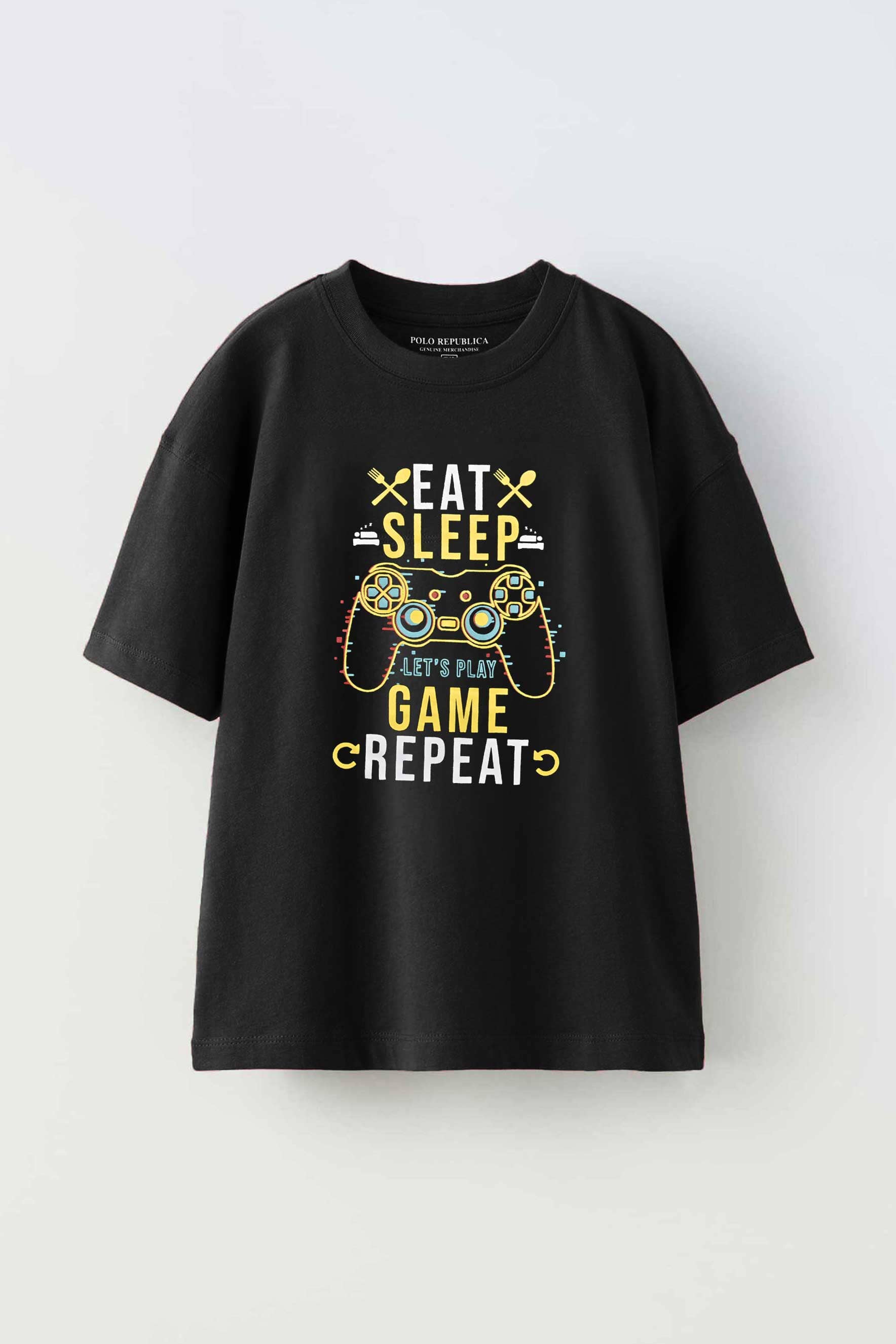Polo Republica Boy's Eat Sleep Printed Tee Shirt