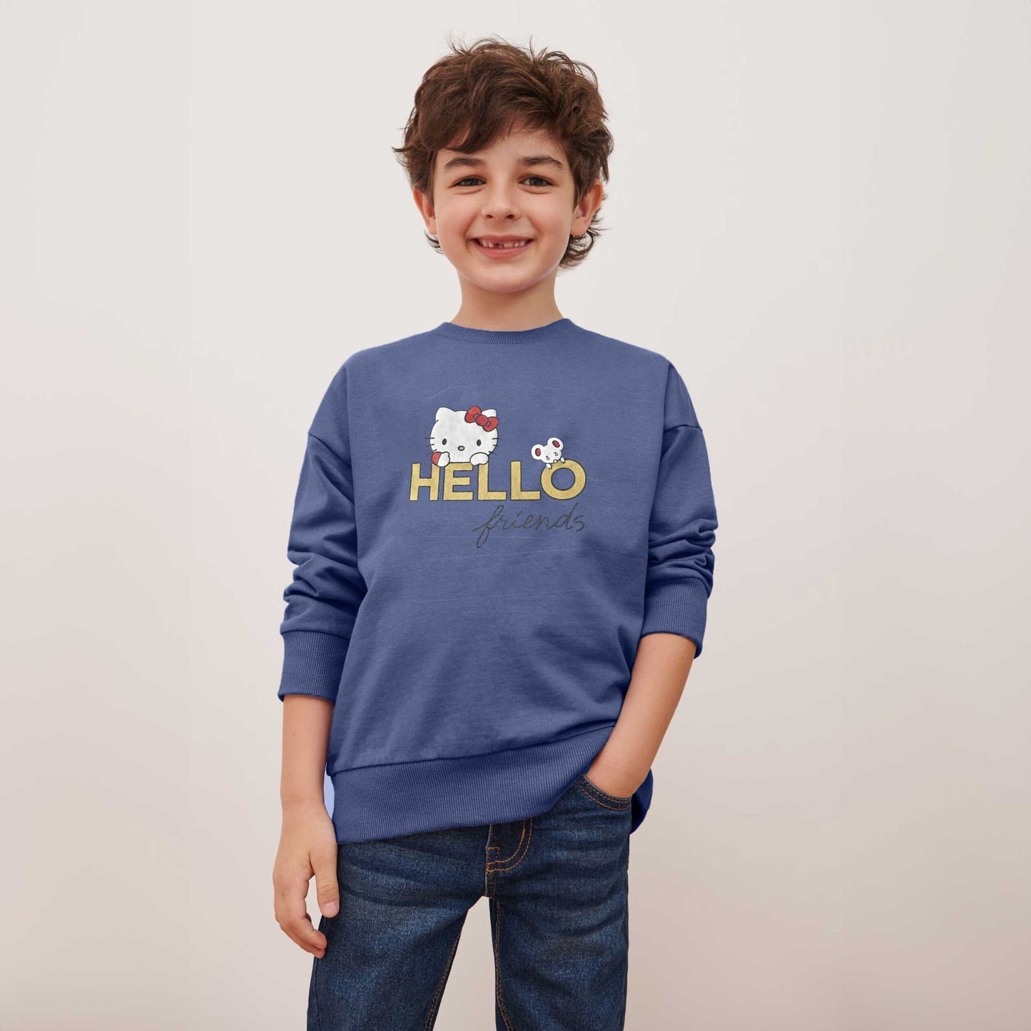 Minoti Kid's Hello Kitty Fleece Sweat Shirt Kid's Sweat Shirt ZBC Powder Blue 1-2 Years 