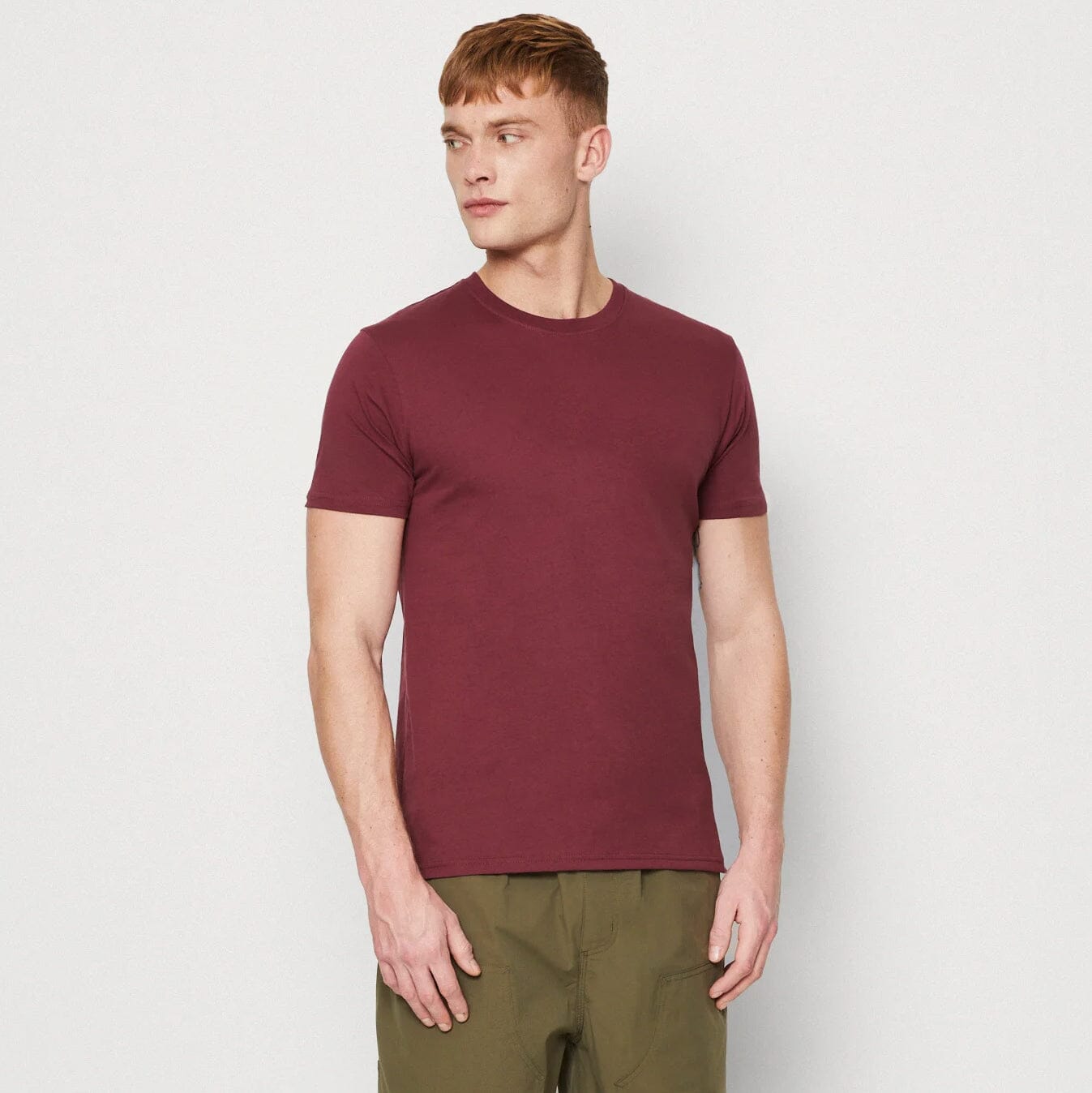 Lower East Men's Short-Sleeve Tee - 100% BCI Combed Cotton Perfection Men's Tee Shirt Image Burgundy S 