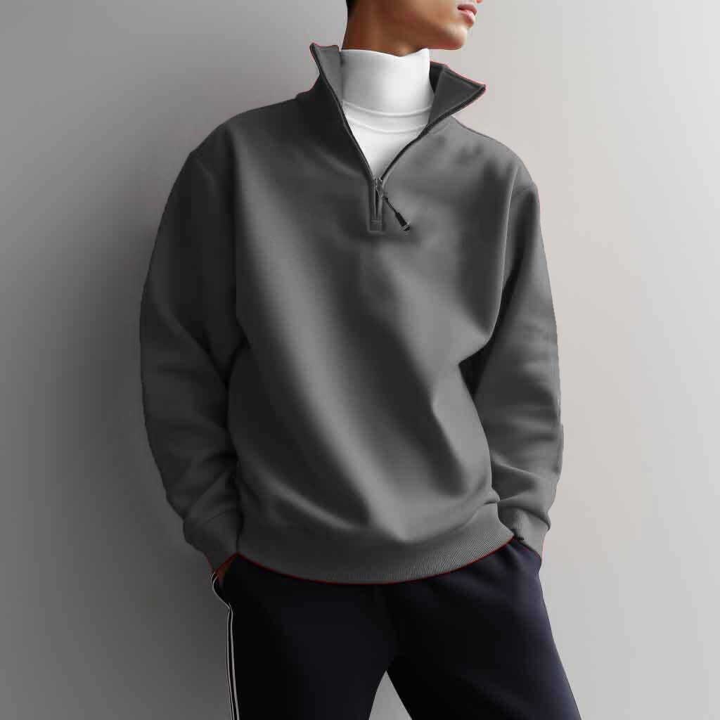 Polo Republica Men's Quarter Zipper Long Sleeve Fleece Sweat Shirt Men's Sweat Shirt Polo Republica Graphite S 