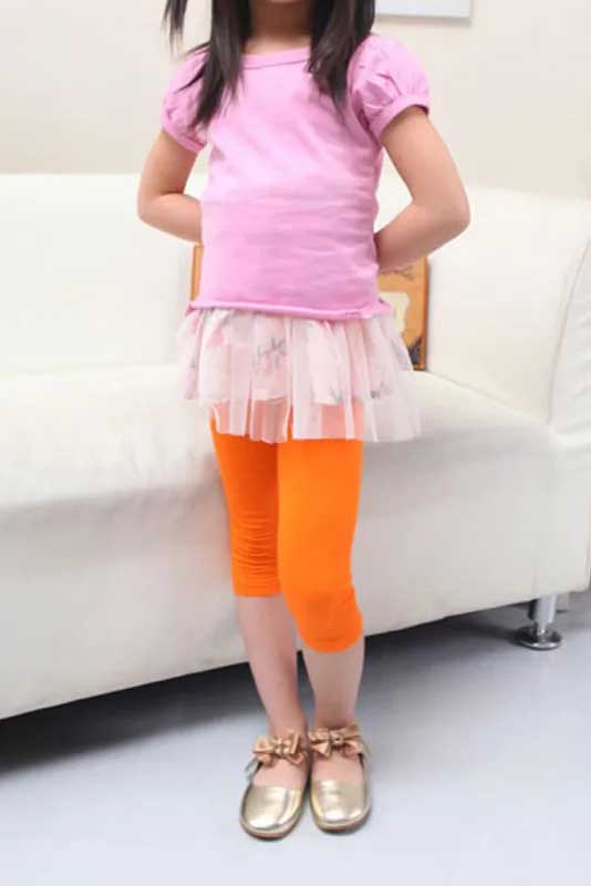 T2 Kid's Solid Design Capri Tights Girl's Trousers First Choice 