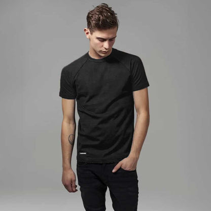 Harrods Men's Raglan Sleeve Solid Design Tee Shirt Men's Tee Shirt IBT Black S 