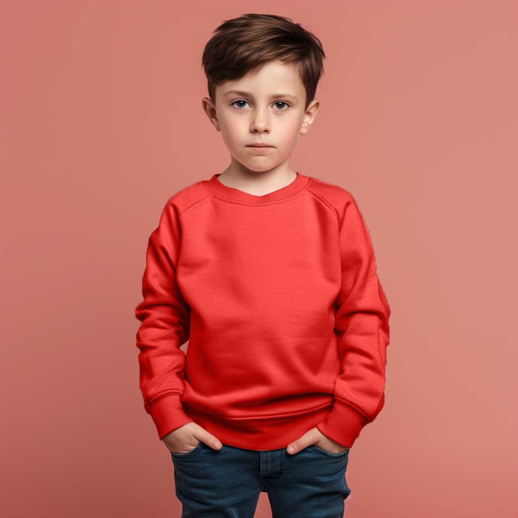Kid's Raglan Sleeves Fleece Sweat Shirt Boy's Sweat Shirt Minhas Garments Red 4-5 Years(S) 