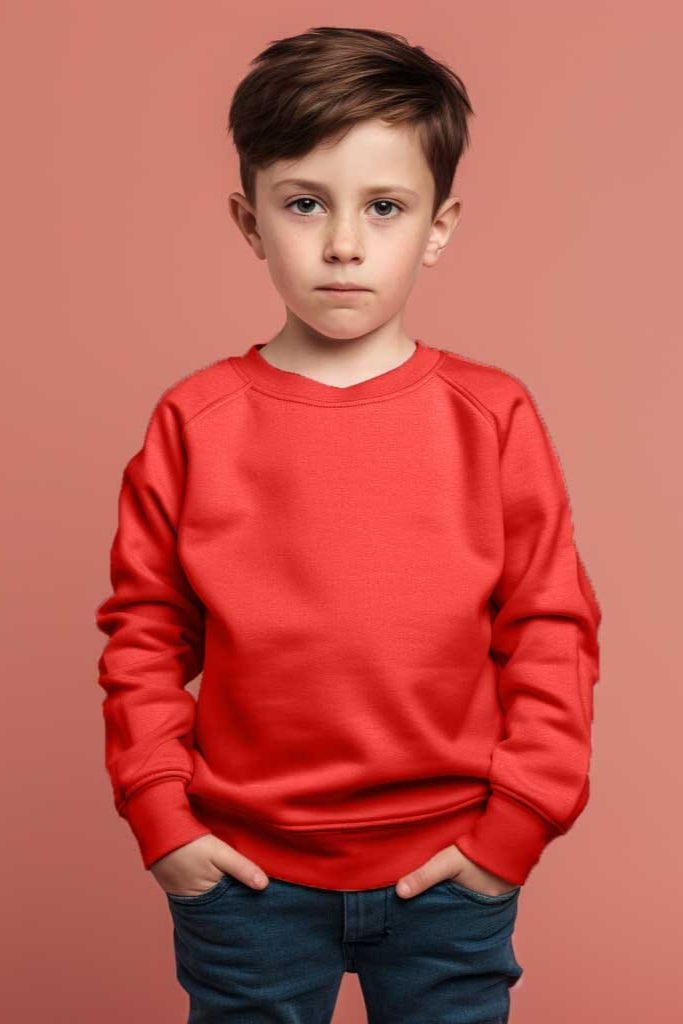 Kid's Raglan Sleeves Fleece Sweat Shirt Boy's Sweat Shirt Minhas Garments Red 4-5 Years(S) 