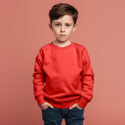 Kid's Raglan Sleeve Fleece Minor Fault Sweat Shirt Girl's Sweat Shirt SRK Red 5 Years 