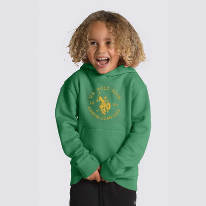 USPA Kid's Logo Printed Long Sleeve Pullover Fleece Hoodie Kid's Pullover Hoodie Fiza Green (XS) 2-3 Years 