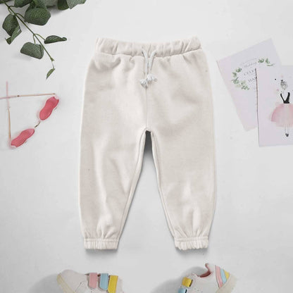 Lefties Kid's Solid Design Fleece Sweat Pants Boy's Sweat Pants Minhas Garments Cream 3-6 Months 