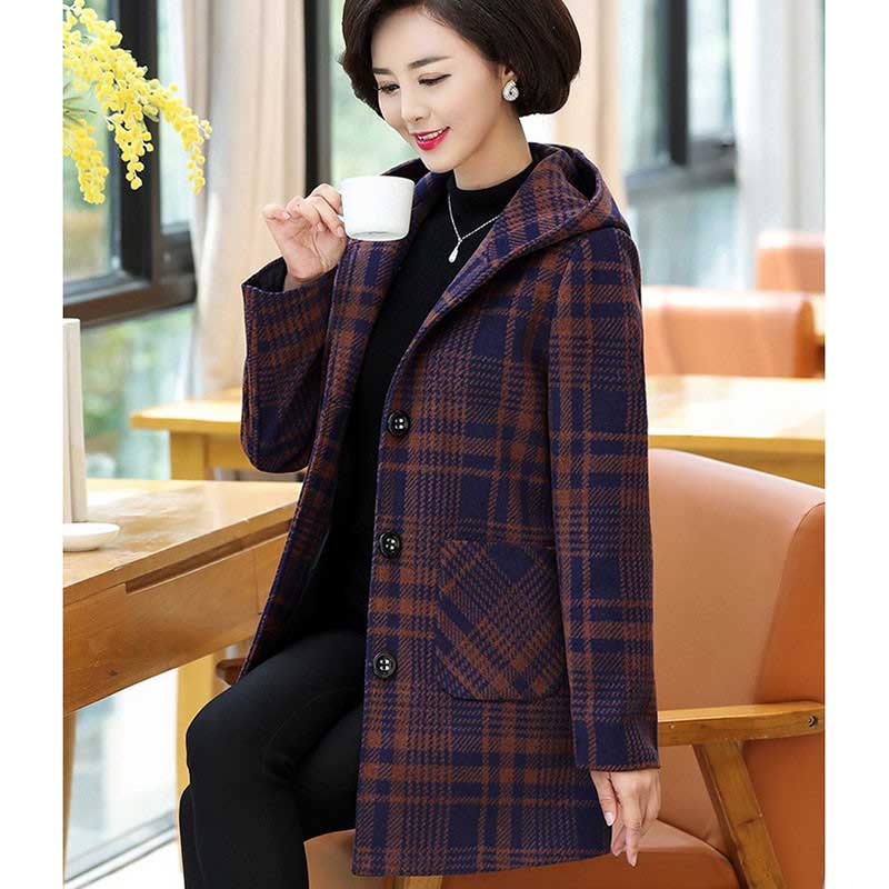 Fashion Women's Winter Outwear Long Hooded Coat Women's Jacket First Choice Navy & Rust L 