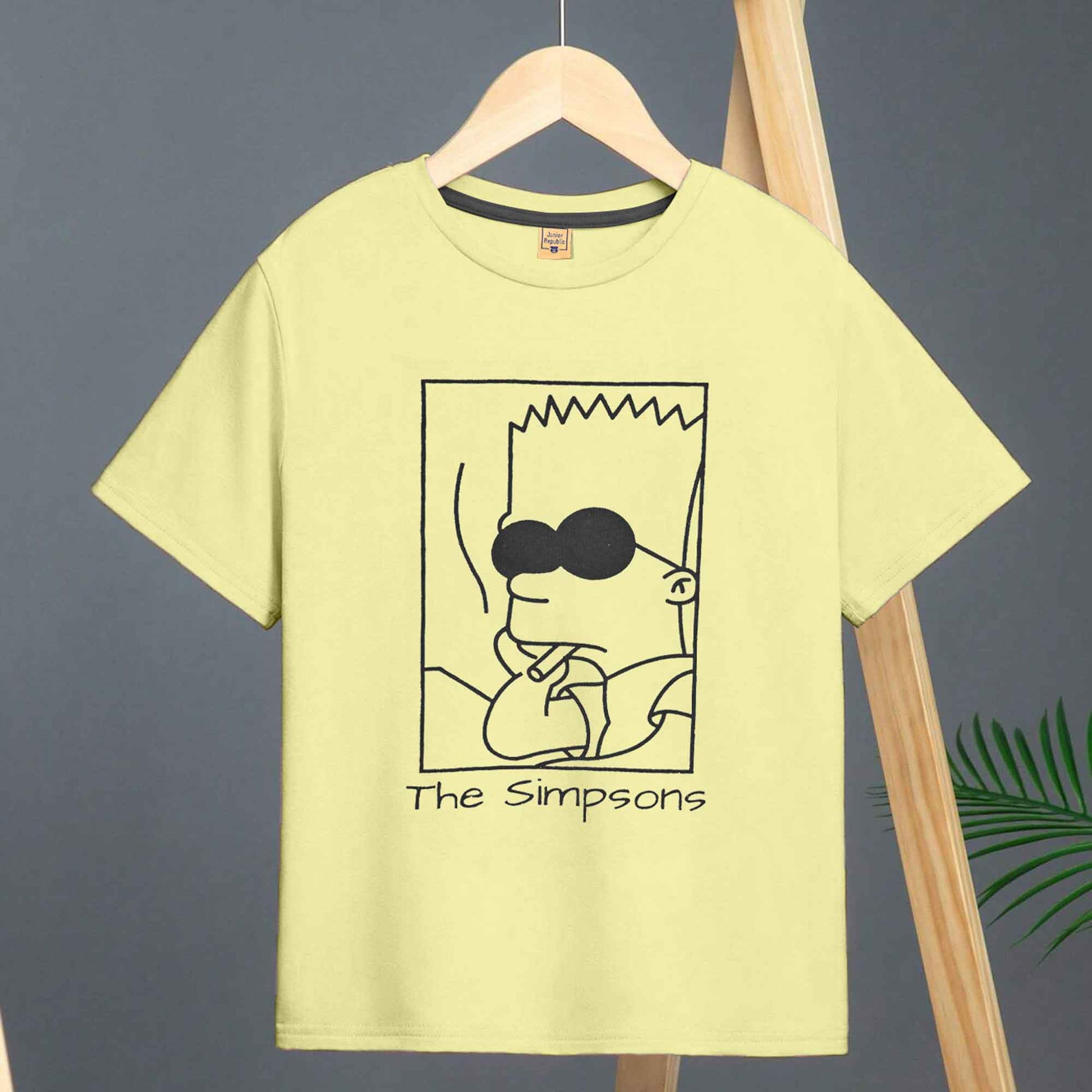 Junior Republic Kid's The Simpsons Printed Tee Shirt Boy's Tee Shirt JRR Light Yellow 1-2 Years 