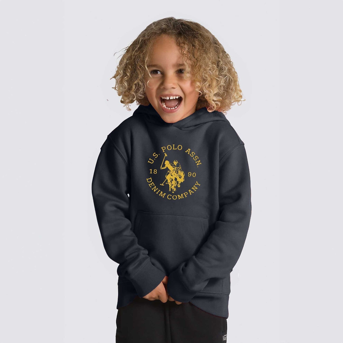 USPA Kid's Logo Printed Long Sleeve Pullover Fleece Hoodie Kid's Pullover Hoodie Fiza Navy (XS) 2-3 Years 