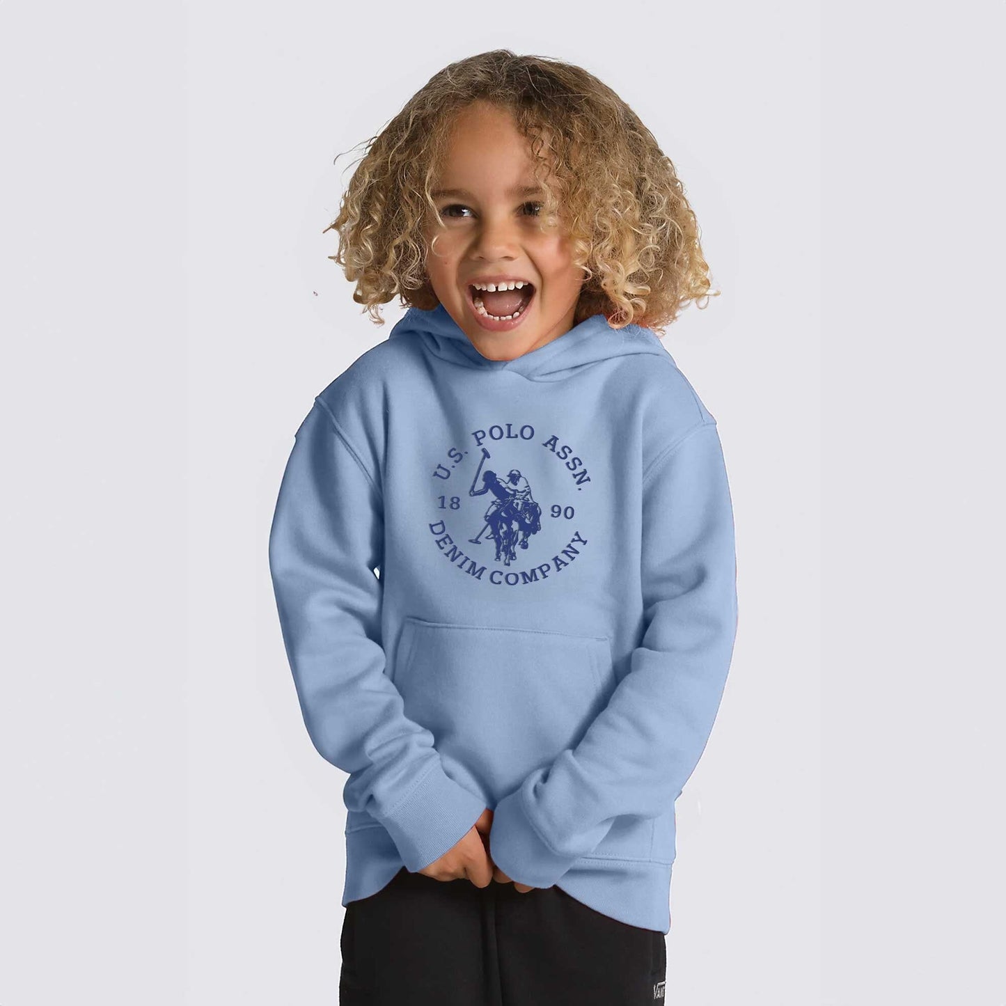 USPA Kid's Logo Printed Long Sleeve Pullover Fleece Hoodie Kid's Pullover Hoodie Fiza Sky (XS) 2-3 Years 