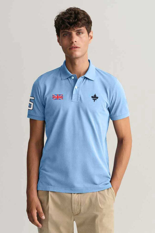 Polo Republica Men's Maple Leaf & Flag Embroidered Short Sleeve Polo Shirt