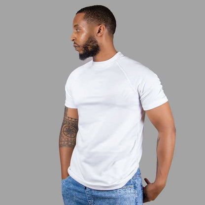 Harrods Men's Raglan Sleeve Solid Design Tee Shirt Men's Tee Shirt IBT White S 