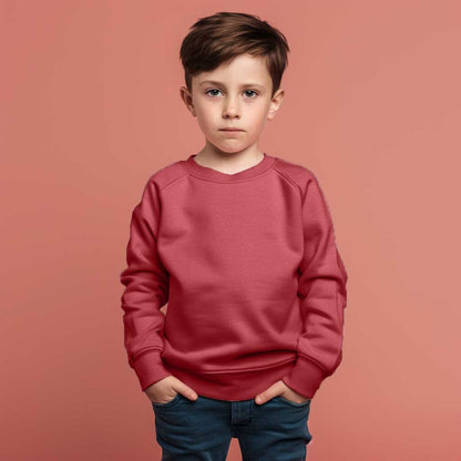 Kid's Raglan Sleeves Fleece Sweat Shirt Boy's Sweat Shirt Minhas Garments Coral Red 4-5 Years(S) 