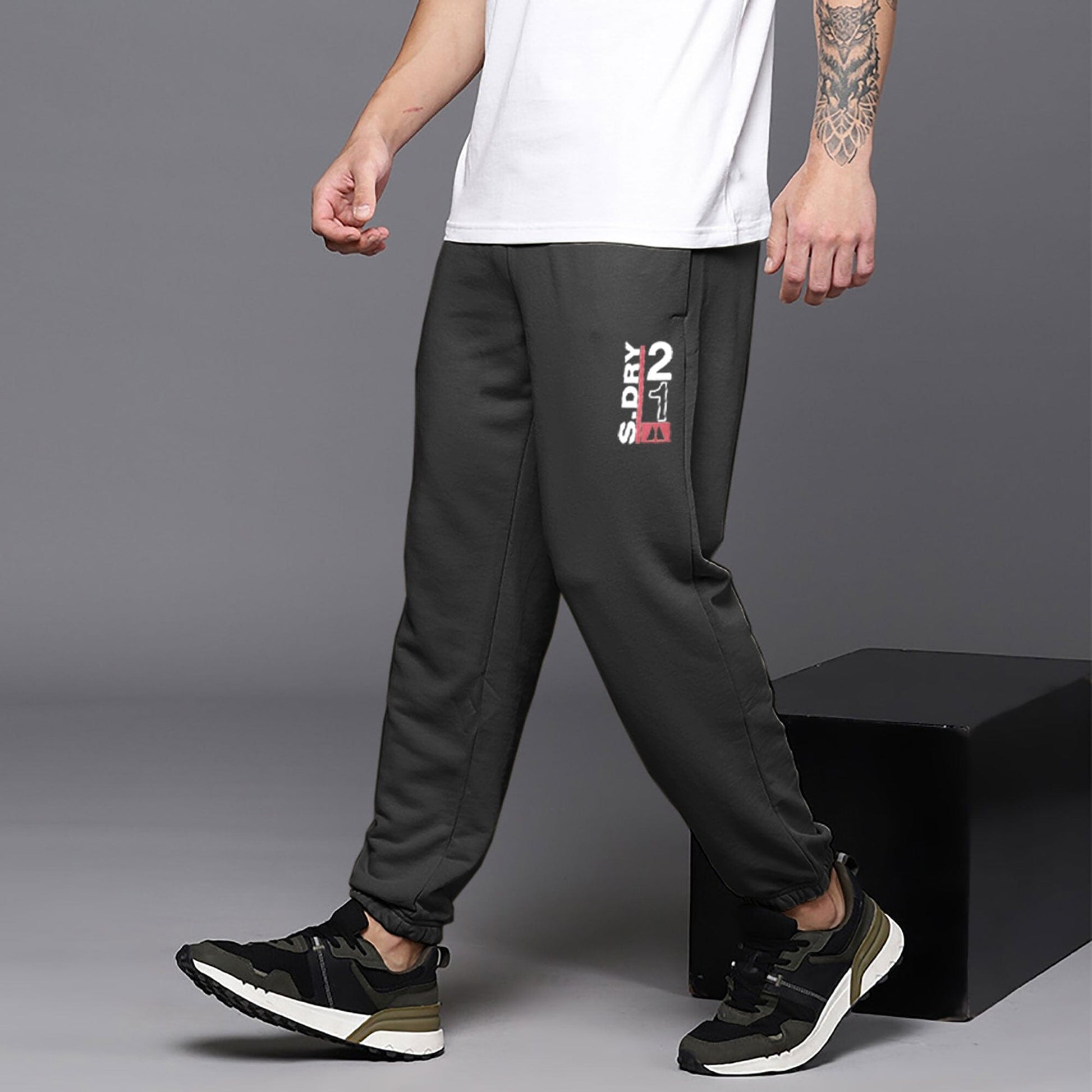 MAX 21 Men's S Dry Printed Fleece Joggers Pants Men's Jogger Pants SZK Charcoal S 